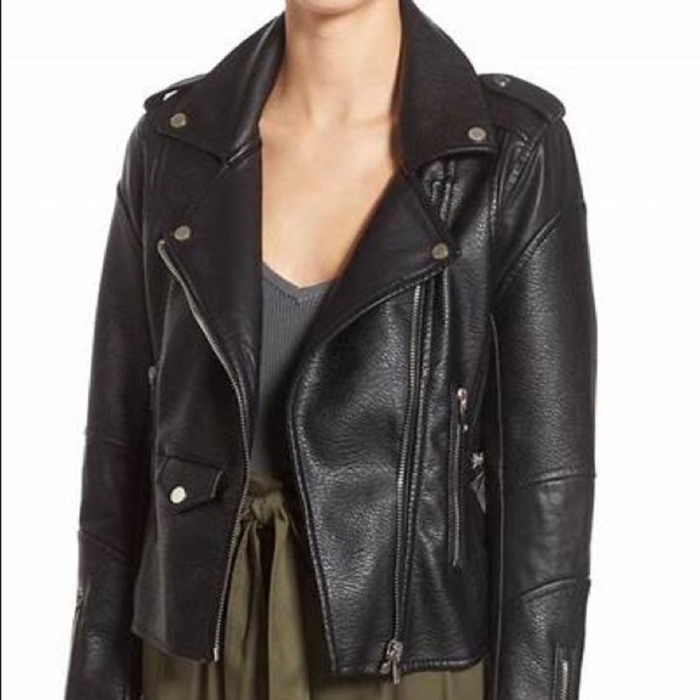COPY - BLANK NYC: Black Faux Leather Biker Jacket
